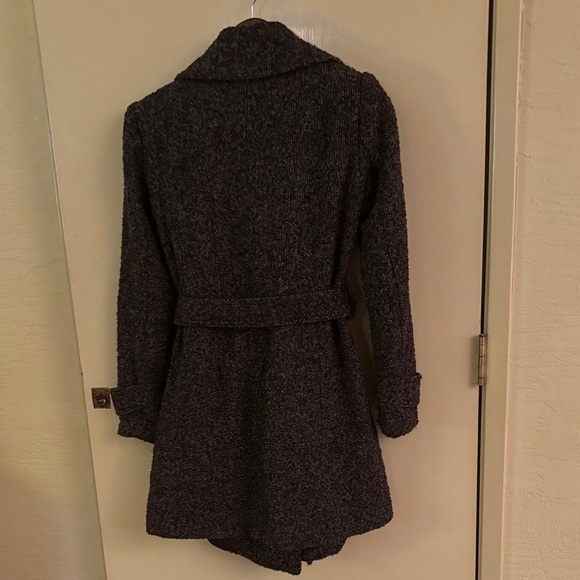 Zara Basic Brown & Gray Wool Blend Double-Breasted Coat Small - Picture 6 of 7